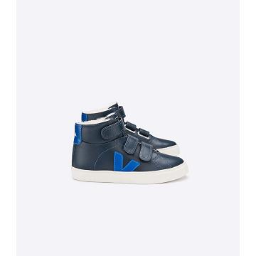 Veja ESPLAR MID FURED LEATHER Hoog Kinderen Blue/Navy | NL 691BEX